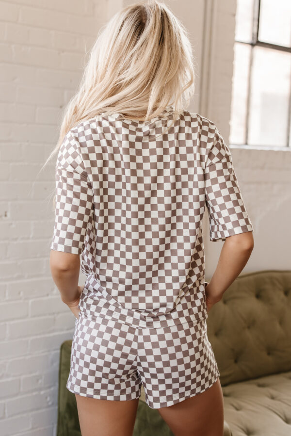 Brown Checkered Top and Short Casual 2pcs Set - Image 7