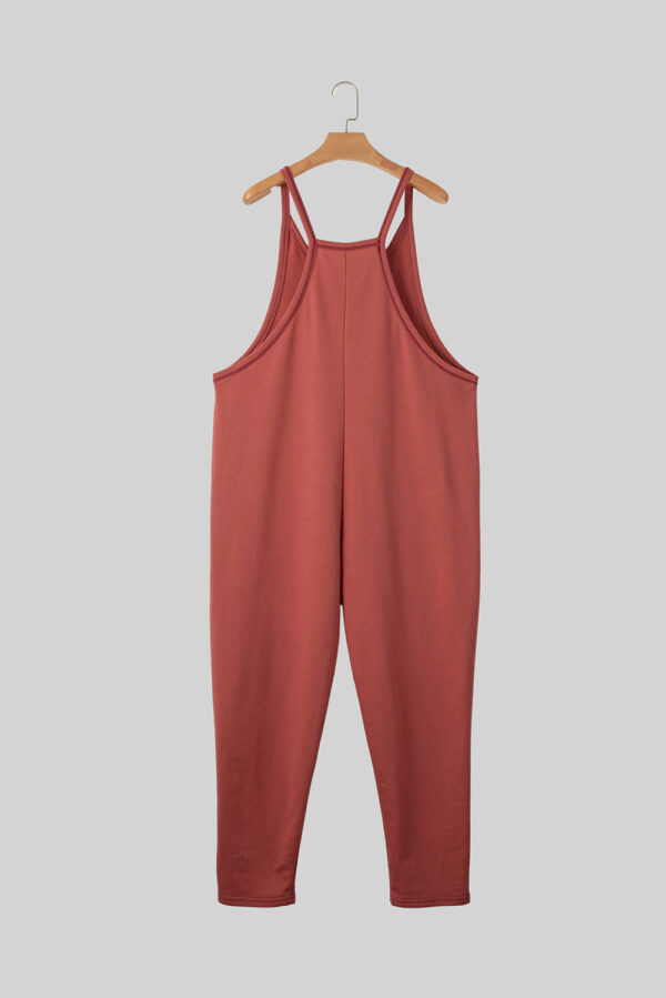 Gold Flame Side Pockets Harem Pants Sleeveless V Neck Jumpsuit - Image 8