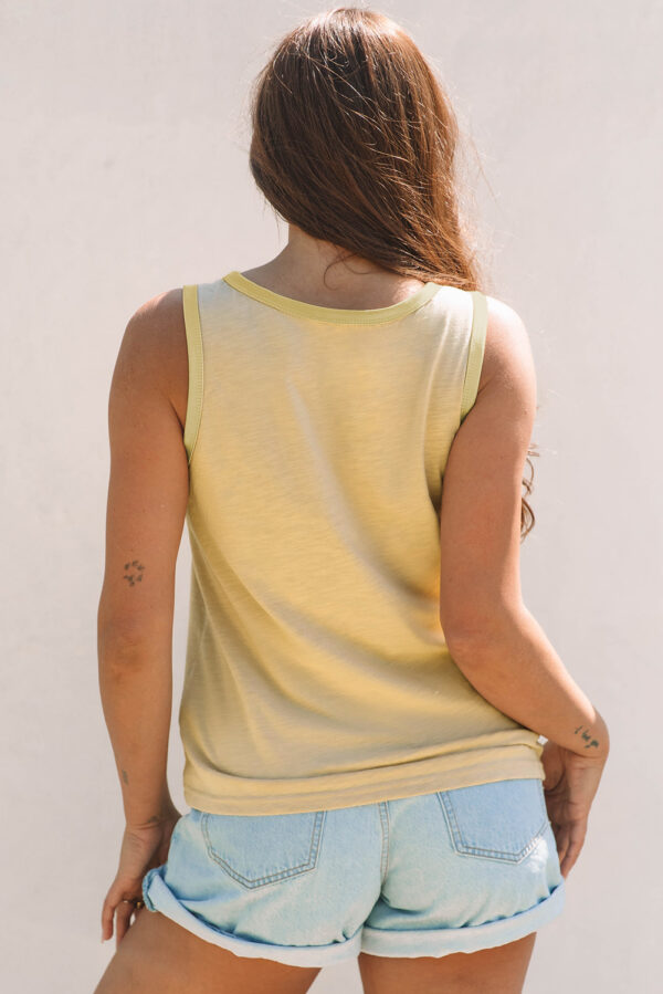 Tan Metallic Sheen Edge Scoop Neck Tank Top - Image 2